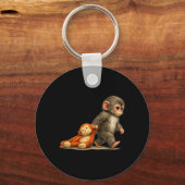 Porte-clés Bébé Macaque Coup de Singe Petit Coup Gros Mignon (Recto)