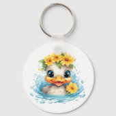 Porte-clés Bébé mignon Canard Canards Fleurs d'animaux amusan (Recto)