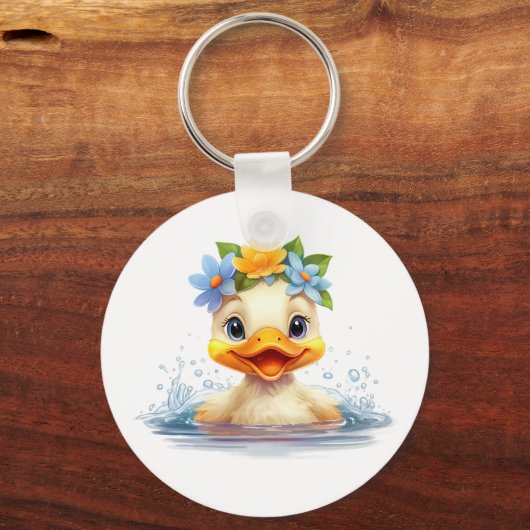 Porte-clés Bébé mignon Canard Canards Fleurs d'animaux amusan (Verso)