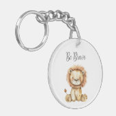 Porte-clés Bébé mignon Citation de lion animal être courageux (Devant gauche)
