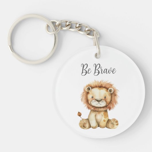 Porte-clés Bébé mignon Citation de lion animal être courageux (Devant)