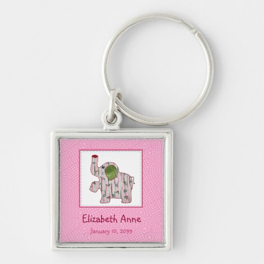 Porte-clés Bébé mignon d'éléphant rose de style campagnard (Devant)