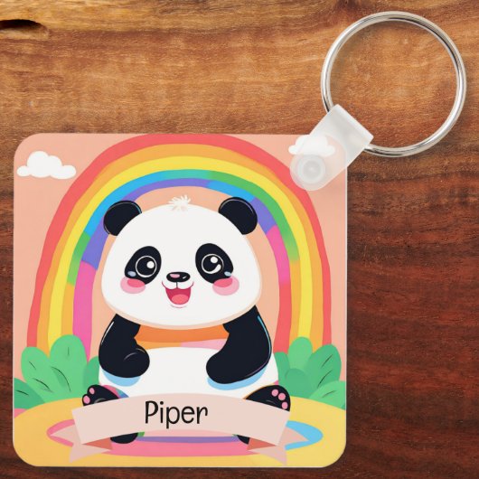 Porte-clés Bébé mignon Panda arc-en-ciel (Verso)