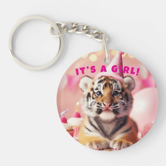 Porte-clés Bébé mignon Révéler fille rose bébé Tiger (Devant)
