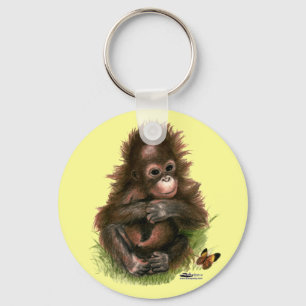 Porte-clés Bébé orang-outan et papillon