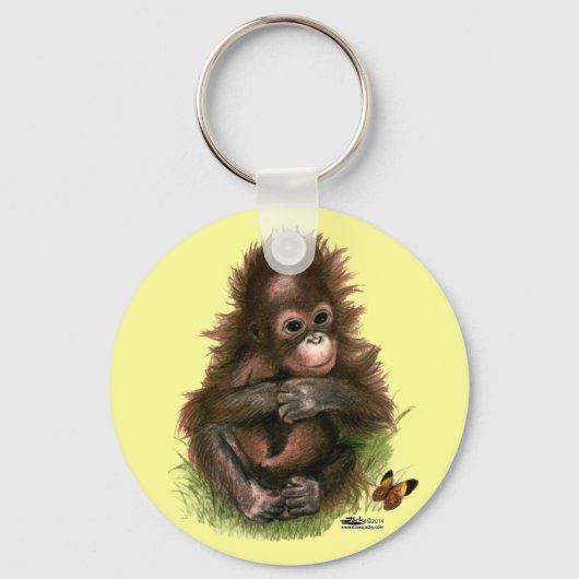 Porte-clés Bébé orang-outan et papillon (Recto)