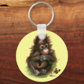 Porte-clés Bébé orang-outan et papillon (Recto)