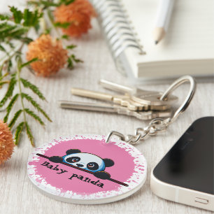 Porte-clés Bébé Panda Mignon Rose éclaboussure