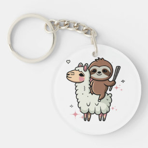 Porte-clés Bébé paresseux et lama mignons 