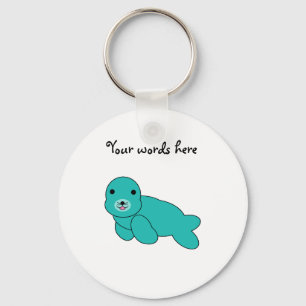 Porte-clés Bébé phoque mignon de turquoise