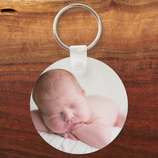 Porte-clés Bébé Photo Elegant Mint Green Faire-part de naissa (Verso)