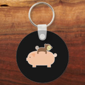 Porte-clés Bébé singe équitation sur un cochon (Recto)