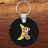Porte-clés bébé singe mignon sur une banane (Recto)