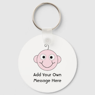 Porte-clés Bébé souriant mignon. Texte personnalisé.