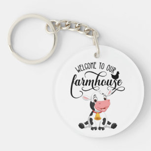 Porte-clés Bébé vache Bienvenue dans notre ferme