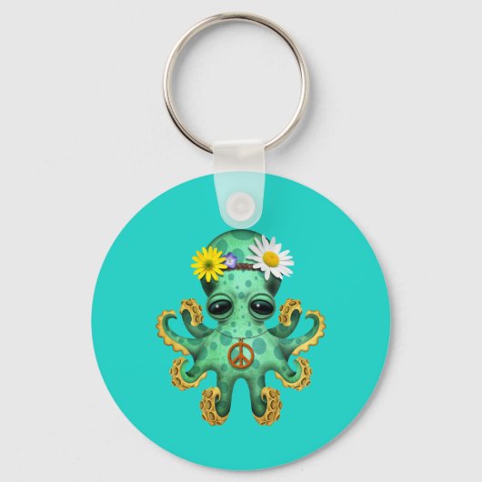 Porte-clés Bébé vert mignon pieuvre hippie (Recto)