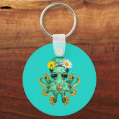 Porte-clés Bébé vert mignon pieuvre hippie (Recto)