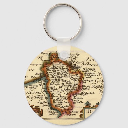 Porte-clés Bedfordshire Comté Angleterre Ancien Antiquaire Ca (Recto)