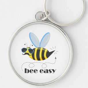 Porte-clés Bee caractère avec mustache lunettes de soleil Bee