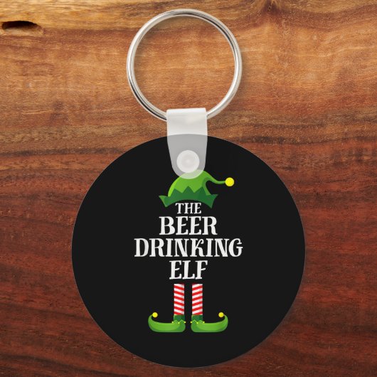 Porte-clés Beer Drinking Elf Matching Family Group Christmas (Recto)