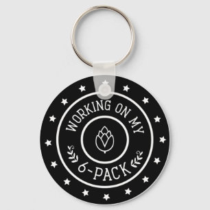 Porte-clés Beer drôle Travailler sur mon Porte - clé Six Pack