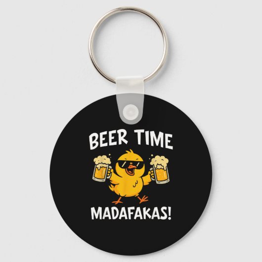 Porte-clés Beer Time Madafakas Funny Meme Duck With Beer Chic (Recto)