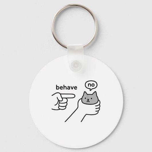 Porte-clés Behave No Funny Cat Meme Cartoon Design  (Recto)