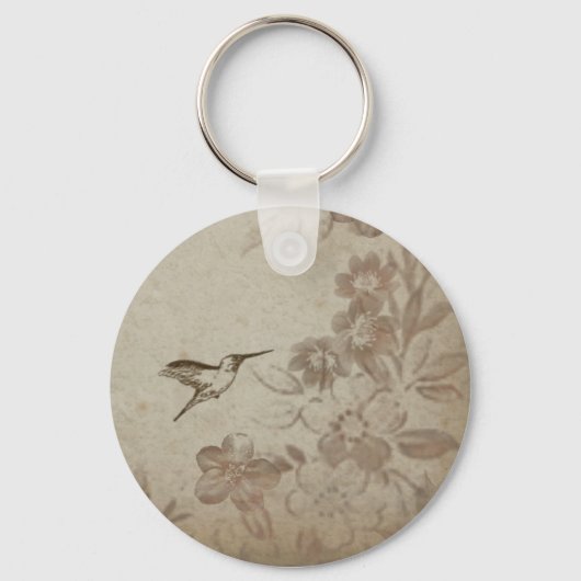 Porte-clés Beige vintage Floral (Recto)