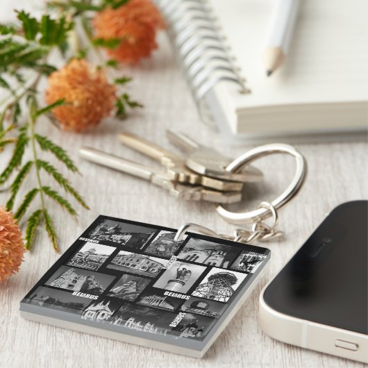 Porte-clés Bélarus Gordno Brest Minsk Architecture Collage (Devant Droit)