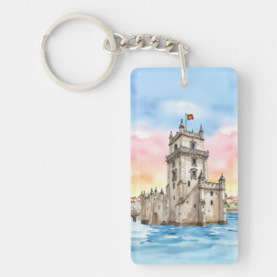 Porte-clés Belem Tower Lisbonne Portugal Aquarelle
