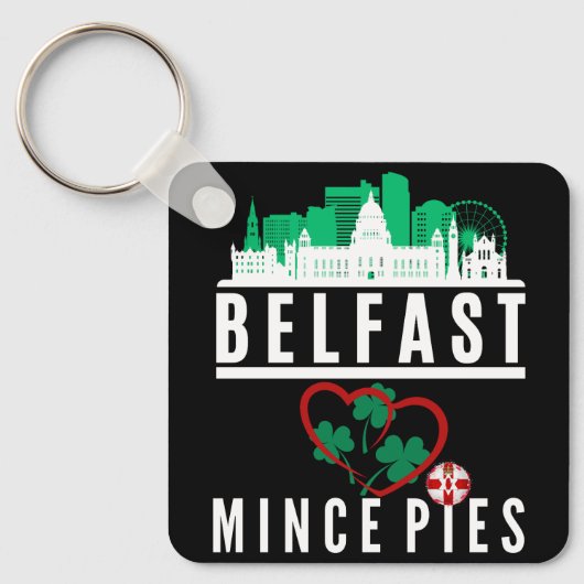 Porte-clés Belfast Loves Mince Pies (conception avant et arri (Recto)