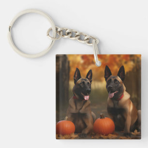 Porte-clés Belge Malinoi Puppy Automne Citrouille de plaisir