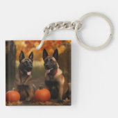 Porte-clés Belge Malinoi Puppy Automne Citrouille de plaisir (Dos)