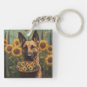 Porte-clés Belgian Malinois with a Basket of Sunflowers (Dos)