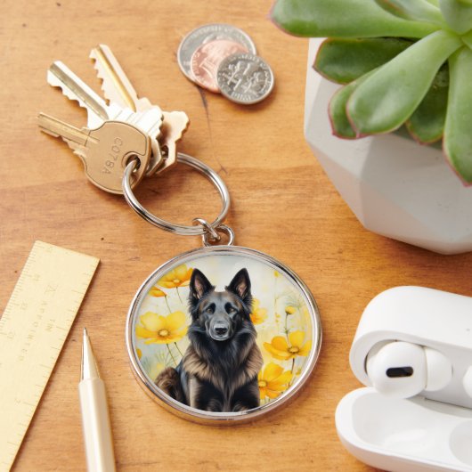 Porte-clés Belgian Tervuren Dog Lover and Poppies (Bureau)