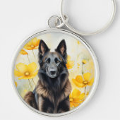 Porte-clés Belgian Tervuren Dog Lover and Poppies (Devant)