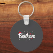 Porte-clés Believe Bigfoot Sasquatch Reindeer Santa Hat Merry (Recto)
