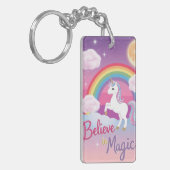 Porte-clés Believe in Magic with Unicorn and Rainbow (Devant gauche)