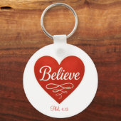 Porte-clés Believe red and white heart (Recto)