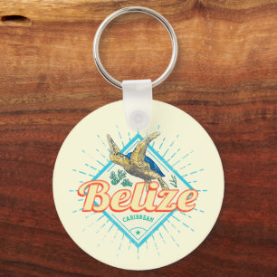 Porte-clés Belize Caribbean Retro Turtle Souvenir Vintage