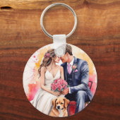Porte-clés Belle aquarelle couple mariage (Verso)