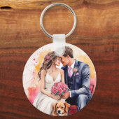 Porte-clés Belle aquarelle couple mariage (Recto)