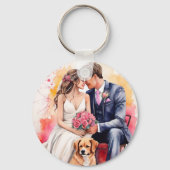 Porte-clés Belle aquarelle couple mariage (Verso)