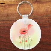 Porte-clés Belle aquarelle Fleur de Pavot (Recto)