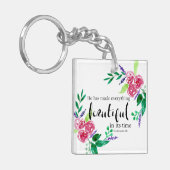 Porte-clés Belle aquarelle fleurs Bible citation lettrage (Devant gauche)