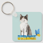 Porte-clés Belle aquarelle Ukraine Chat et Papillon (Recto)