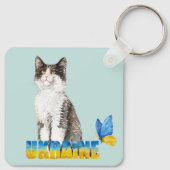 Porte-clés Belle aquarelle Ukraine Chat et Papillon (Dos)