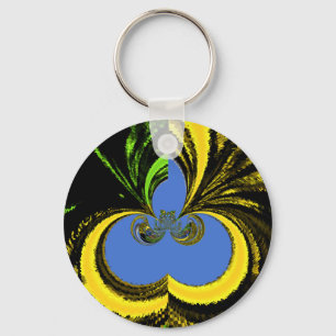 Porte-clés Belle Art Sud-Africain Jaune et Bleu Magnifique