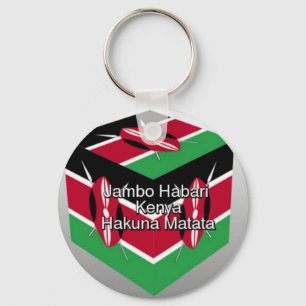 Porte-clés Belle Belle Cube Kenyane Drapeau avec salutation
