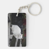 Porte-clés Belle Chat Blanc Sur Une Grave (Dos)